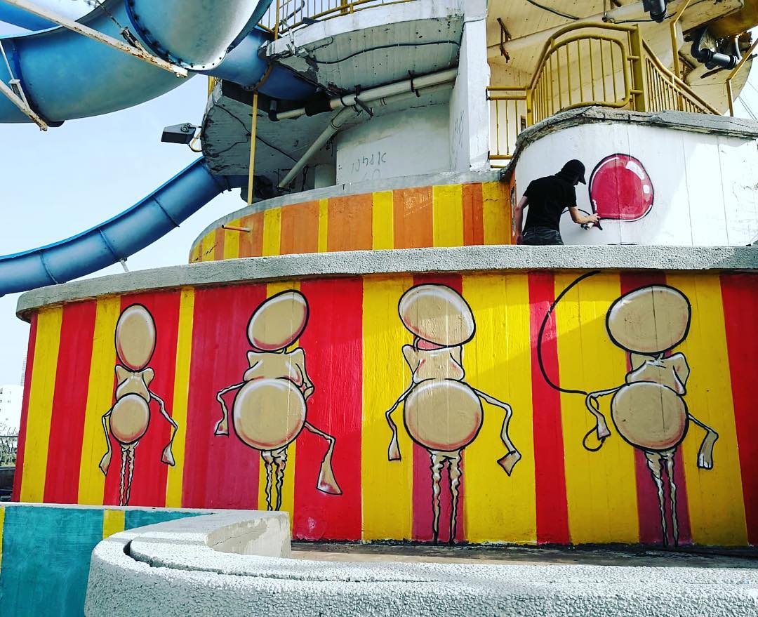 Damian Tab street art mural at Ashkelon 