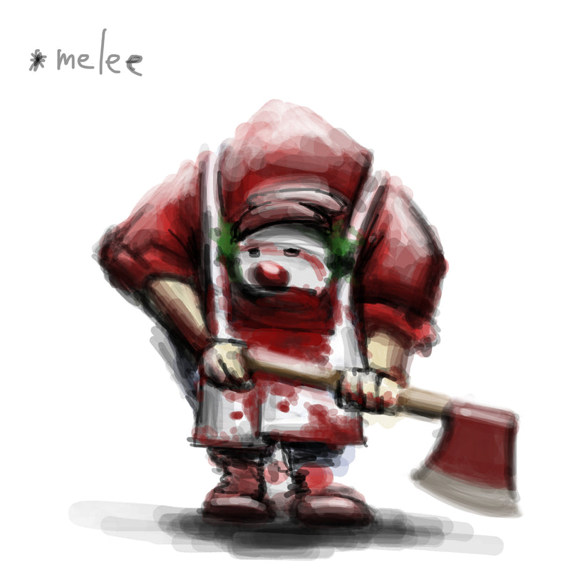 Concept art of a butcher enemy character from the indie game Veggie Vigilante by Damian Tab