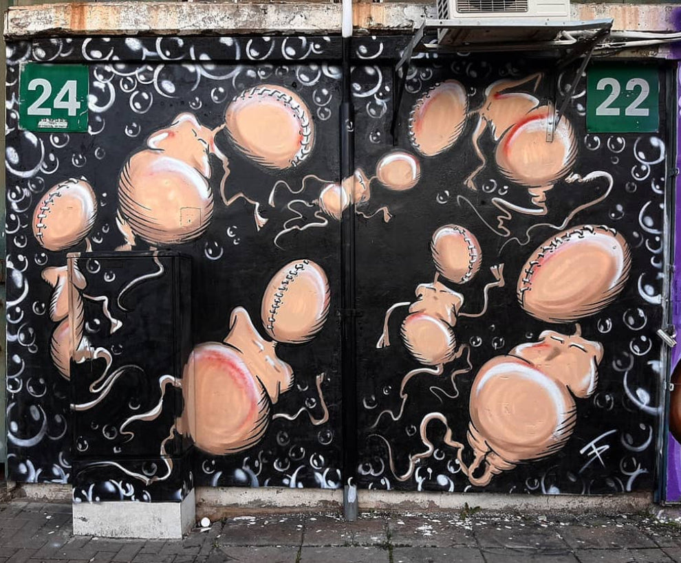 Damian Tab street art mural in Rannana 2021 featuring Seed in Space