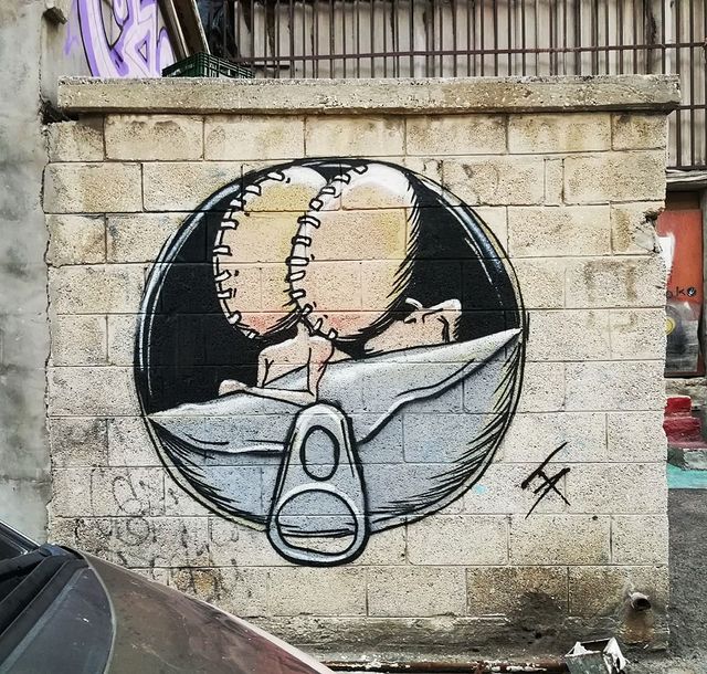 Damian Tab street art mural in Tel aviv  featuring TunaCan