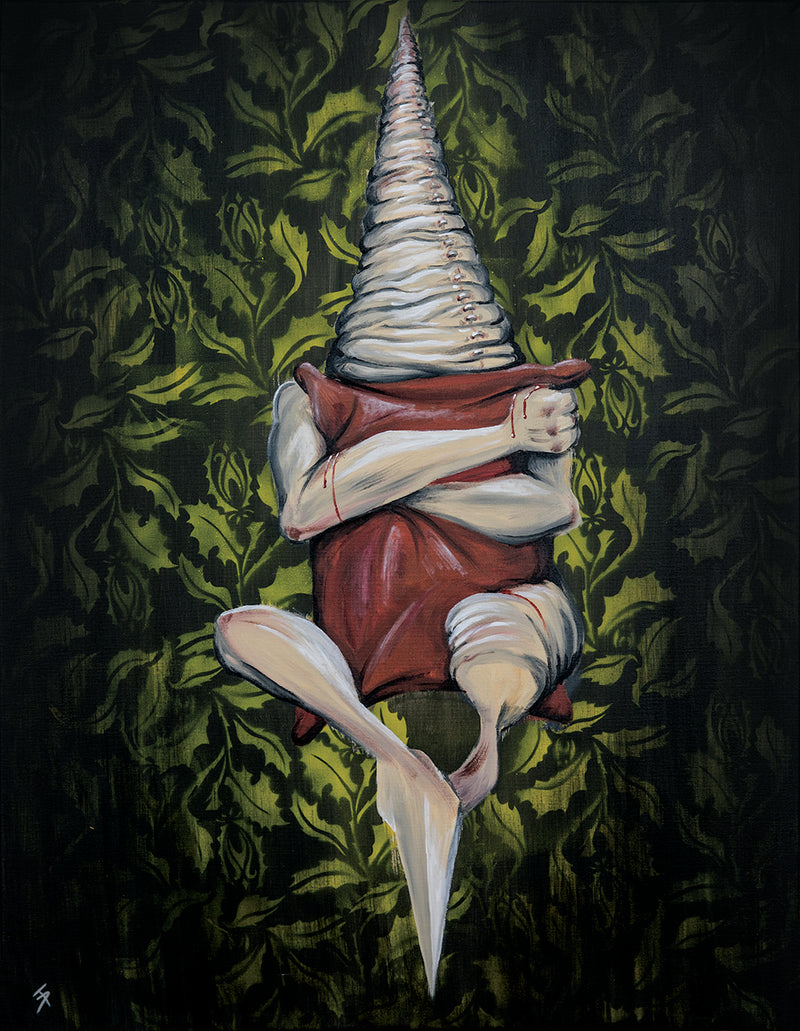 Damian Tab painting Pillow acrylic on wood featuring surreal soft form with organic character