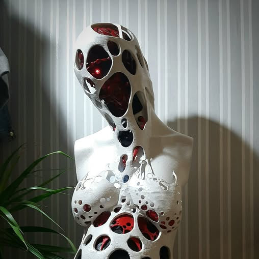 Damian Tab sculpture Symbiosis 2021 3D printed sculpture spray paint and acrylic